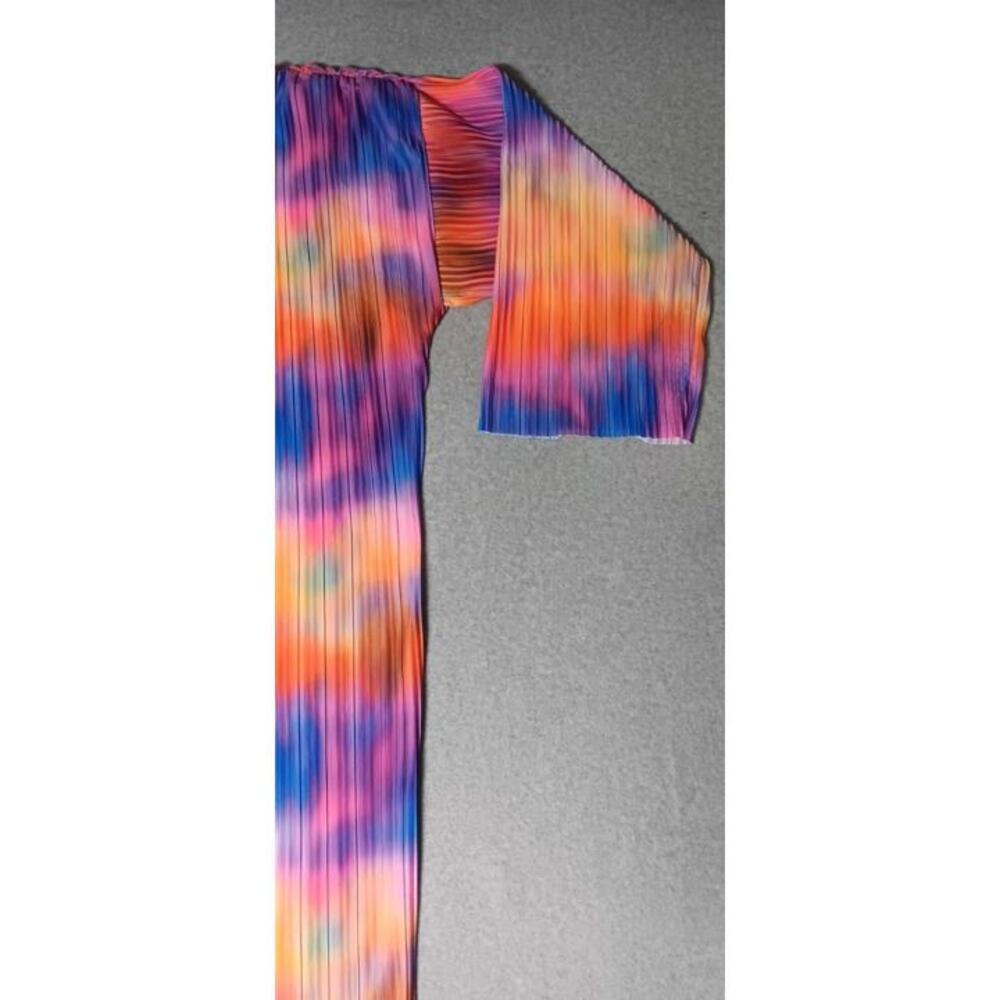 NWT! Boohoo Maxi Kimono Womens Size Small Marble Print Plisse Wide Sleeves - Picture 5 of 12